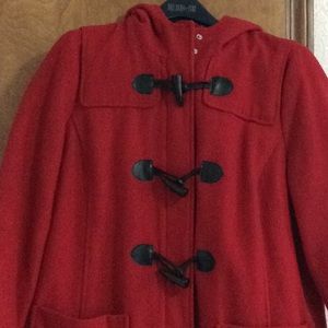 New...Medium length, toggle, wool blend coat